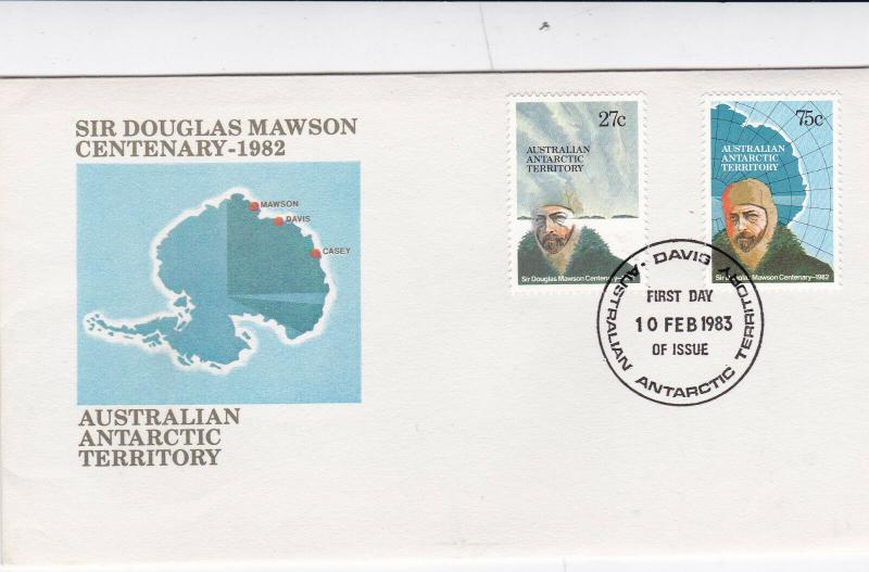 Australian Antarctic Territory 1983 Mawson Centenary Davis FDC Unadressed