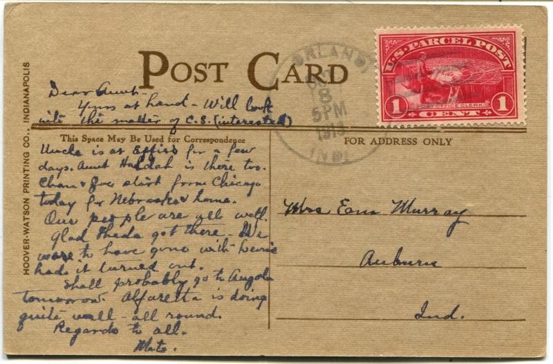 USA SC# Q1 Parcel Post on Post Card