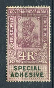 INDIA; Early 1900s GV Portrait type Revenue issues fine used 4R. value