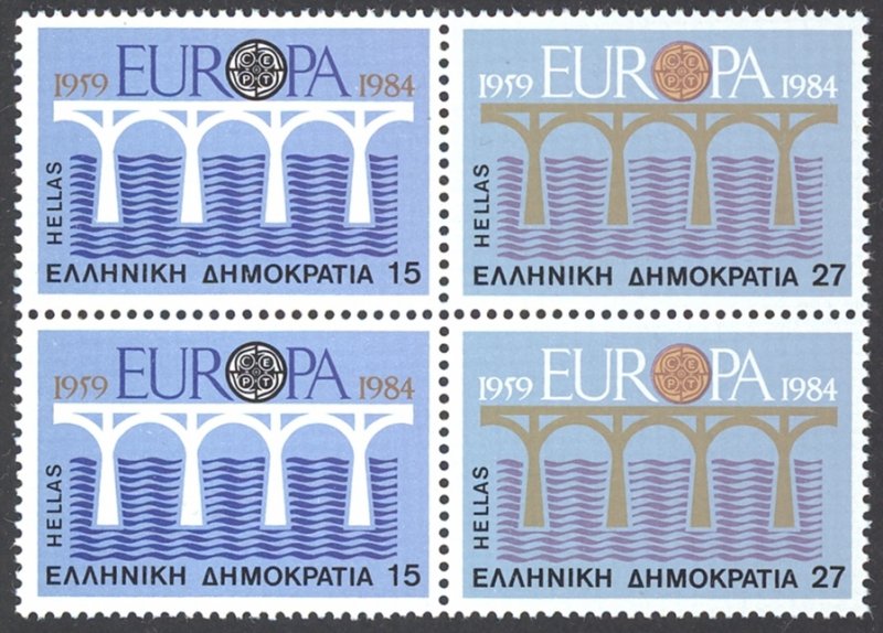 Greece Sc# 1494a MNH Block/4 tete beche 1984 Europa