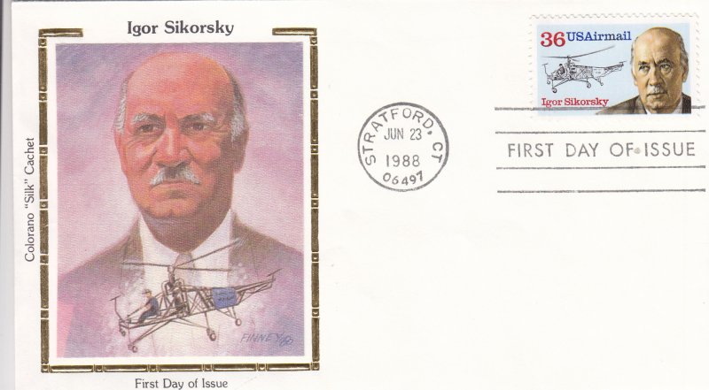 Honoring Igor Sikorsky, Colorano Silk, FDC (E10931)