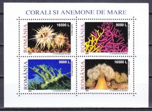 Romania, Scott cat. 4484 ONLY. Corals & Anemones sheet.