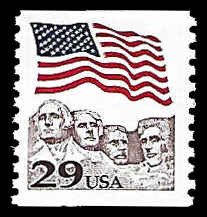 PCBstamps   US #2523 29c Flag over MT. Rushmore, coil, MNH, (2)