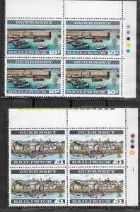 Great Britain-Guernsey # 22a,23a  New Perf.  blocks/4    (2) Mint NH