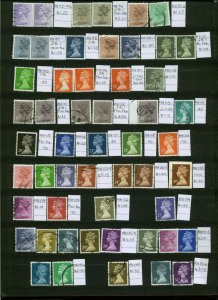 Great Britain Machin Collection In Stock Book Over 500  Stamps with ID Tags Used