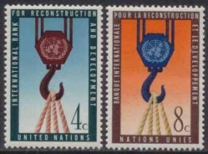 United Nations NY 1960 Sc 86-7 Crane Hook Rope Stamps MNH
