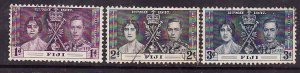 Fiji-Sc#114-16- id7- id9-used KGVI Omnibus set-Coronation-1937-