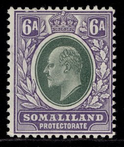 SOMALILAND PROTECTORATE EDVII SG51a, 6a green & violet, M MINT. Cat £40. CHALKY