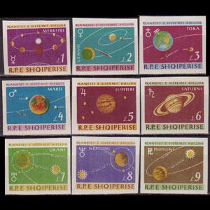 ALBANIA 1964 - Scott# 777-85 Planets Imperf. Set of 9 NH