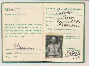 Dutch Scouts Membership booklet 1938 Year stamps Gevolmachtigden 1938 / 1940