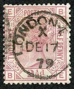 SG141 2 1/2d Rosy Mauve Wmk Orb Plate 15 Fine Used