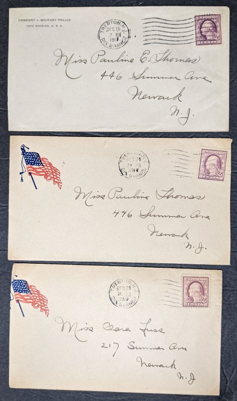 11 1918 Camp Dix NJ World War I covers inc 3 with #26 late use [y.107]