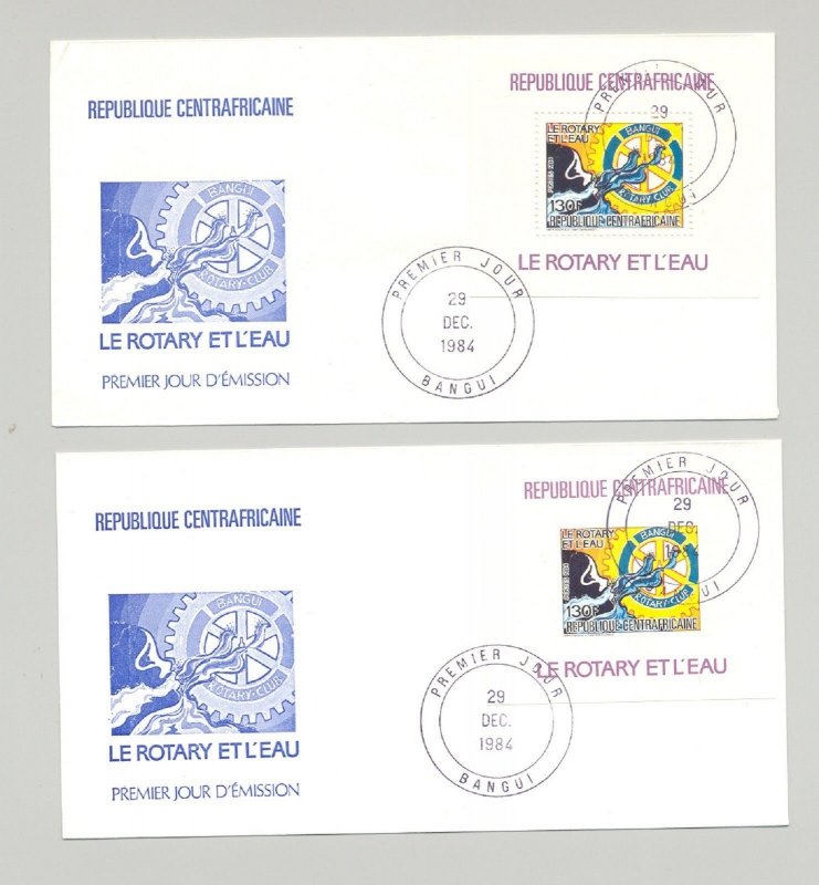 Central Africa 1984 Rotary 2v Perf & Imperf & 2v S/S Perf & Imperf on 6 FDC