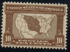 US #327 10¢ brown, og, LH, PSE Certificate Grade 95 XF/Superb