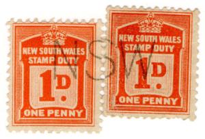 (I.B) Australia - NSW Revenue : Stamp Duty 1d (1917 Underprint)