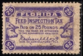 Vintage Florida Revenue 25 lbs. Feed Inspection Tax Used