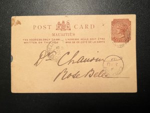 1889 British Mauritius Postcard Cover to Rose Belle