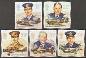 GB MNH Scott 1157-1161, 1986 Royal Airforce Commanders, set of 5, Free Shipping
