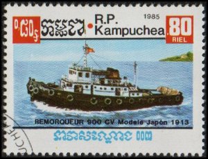 Cambodia 622 - Cto - 80c Tugboat (1985) +