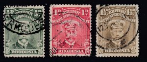 Rhodesia Lot - #119, 120, 121 - SCV $9.00