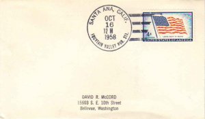 United States California Fountain Valley Br. Santa Ana 1958 4-bar  Philatelic.