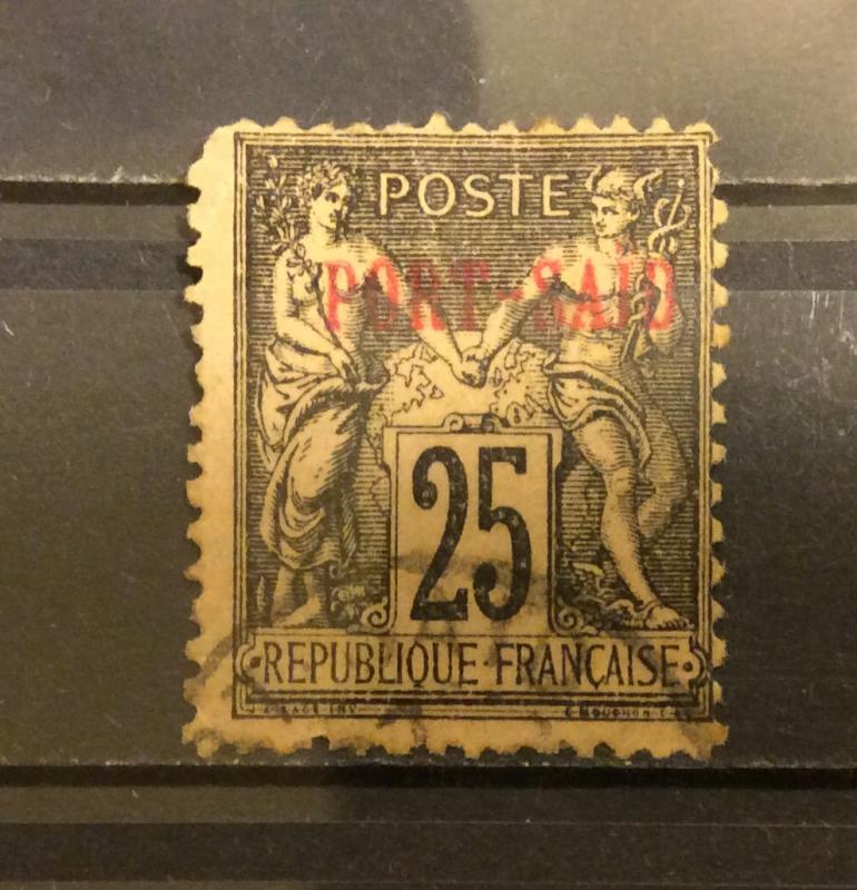 French Levant 1899 Port Said 25c,Scott # 9,VFUsed (FC-4)