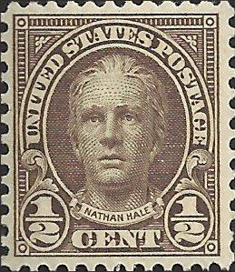# 653 Mint Never Hinged Olive Brown Nathan Hale