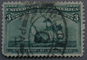 United States #232 3 Cent Columbian Used