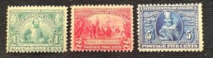 US  Stamps. 1907 SCOTT #328-330 ALL lightly hinged.