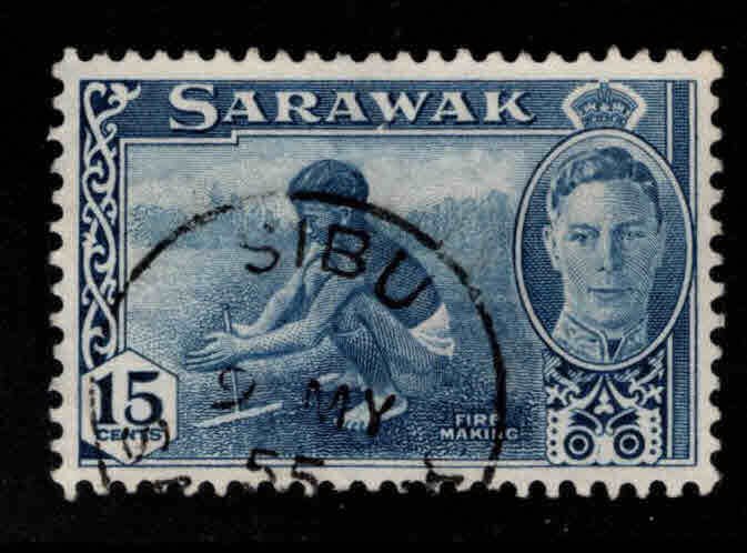 SARAWAK Scott 188 Used 1950 Kenyan boys Making Fire stamp nice cancel