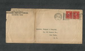 US Sc#413 Guide Line Pair On 1915 Galveston Texas Cover Scarce! Sm. Faults