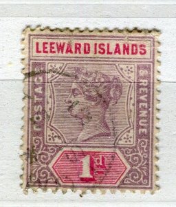 LEEWARDS ISLANDS; 1890s classic QV issue used Shade of 1d. value