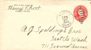 United States Idaho Parma 1909 duplex  Postal Stationery Envelope.