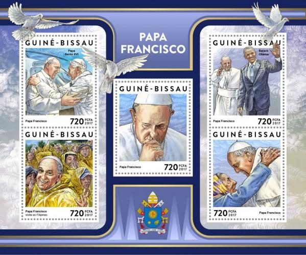 GUINEA BISSAU - 2017 - Pope Francis - Perf 5v Sheet - MNH
