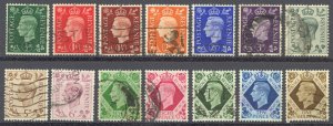 Great Britain Sc# 235-248 Used (a) 1937-1949 ½p-1sh King George VI