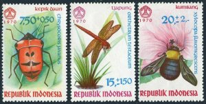 Indonesia B223-B225,MNH.Michel 682-684.Social Day 1970.Chrysocoris,Dragonfly,Bee