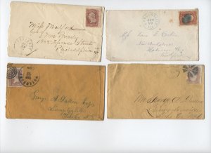 Group of 4 #65 1860s covers Carlinville IL, Waterbury CT, etc [y8952]