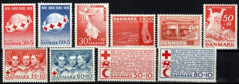 Denmark #B26-7, B29-36  F-VF Unused CV $7.75  (X2636)