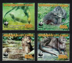 Ivory Coast WWF Speckle-throated Otter 4v 1st print ERROR 2005 MNH