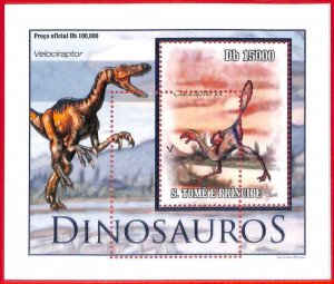 A4457 - SAO TOME & PRINCIPE- ERROR MISPERF Souvenir s: 2010 Dinosaurs Prehistory