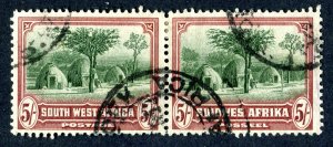 South West Africa 1931. Pair of 5s sage green & red brown. Used. SG83.