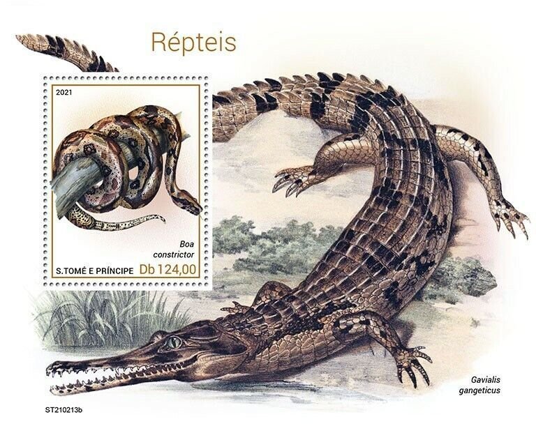 Sao Tome & Principe 2021 MNH Reptiles Stamps Snakes Boa Crocodiles 1v S/S 