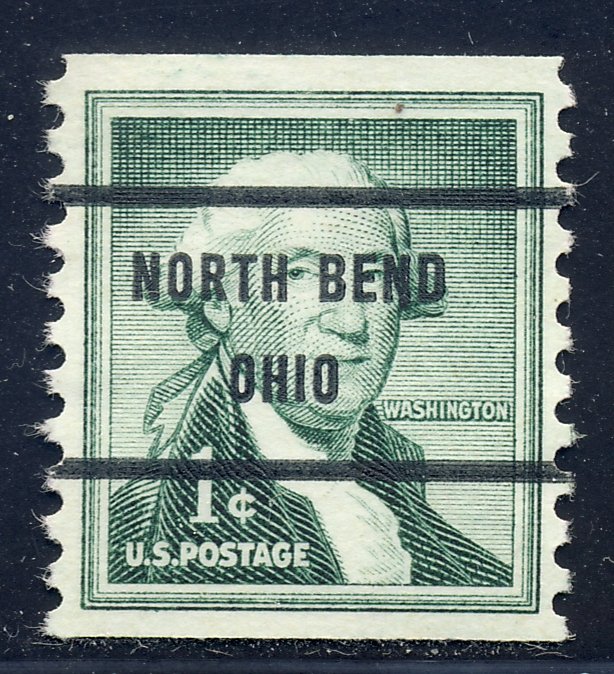 North Bend OH, 1054-71 Bureau Precancel, 1¢ coil Washington