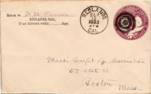 United States California Redlands 1893 target  2c Columbian Envelope.