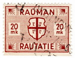 (I.B) Finland Railways : Parcel Stamp 20m (Rauman Rautatil)