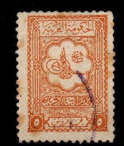 Saudi Arabia, Hejaz Scott 104 Used stamp tone spots in paper