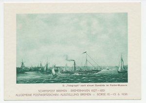 Postal stationery Germany 1938 Ship Telegraph - Shipmail - Windmill - Stamp Exhi