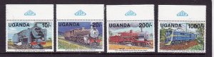 Uganda-Sc#876//883-unused NH 1/2 set-Trains,Locomotives-Railways-1991-