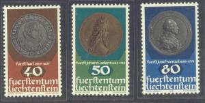 LIECHTENSTEIN  654-56 MNH 1978 COINS and MEDALS