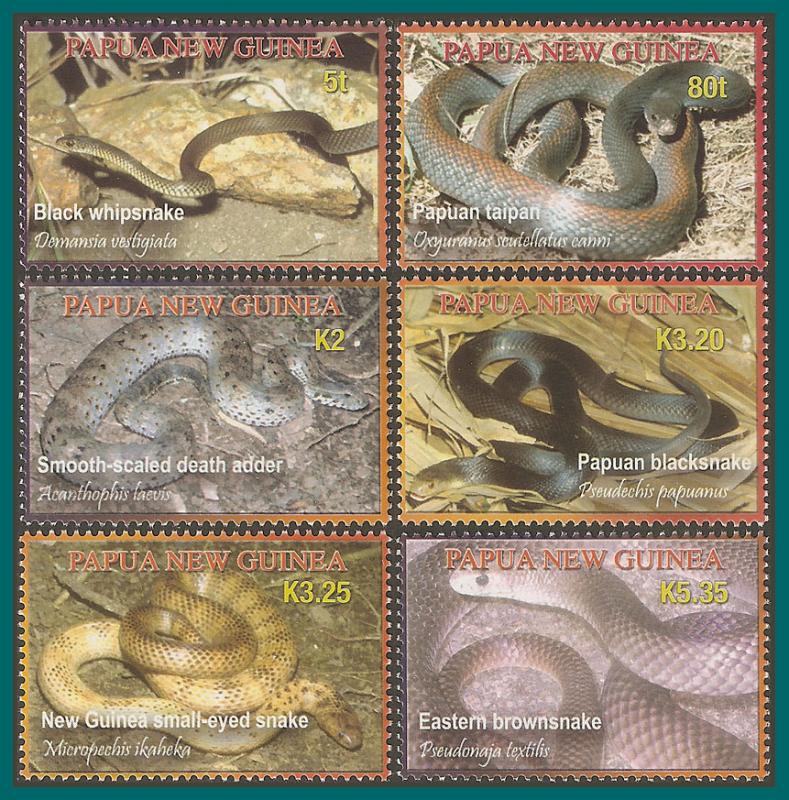 Papua New Guinea 2006 Snakes, MNH  #1229-1234,SG1140-SG1145